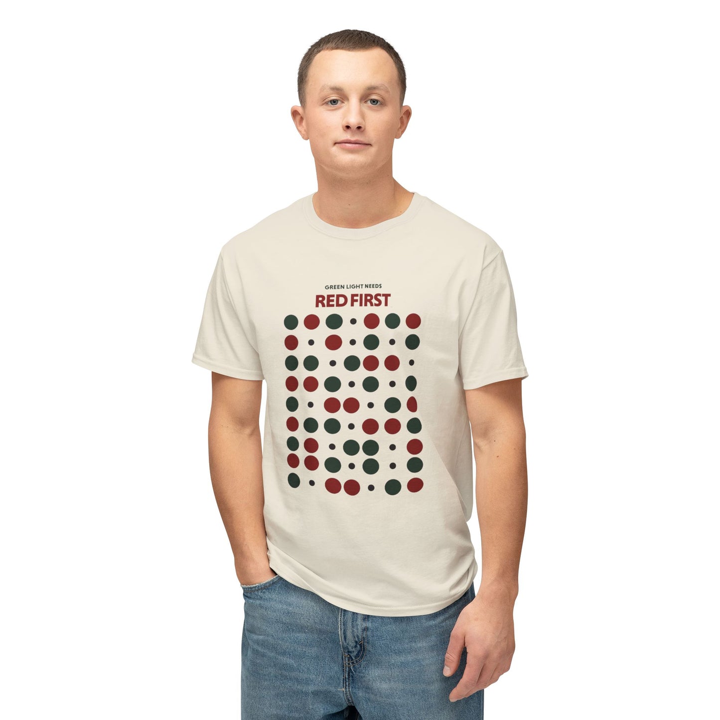 red light green light t shirt with smart pause reminder for introverts feeling stuck by text tease shirts