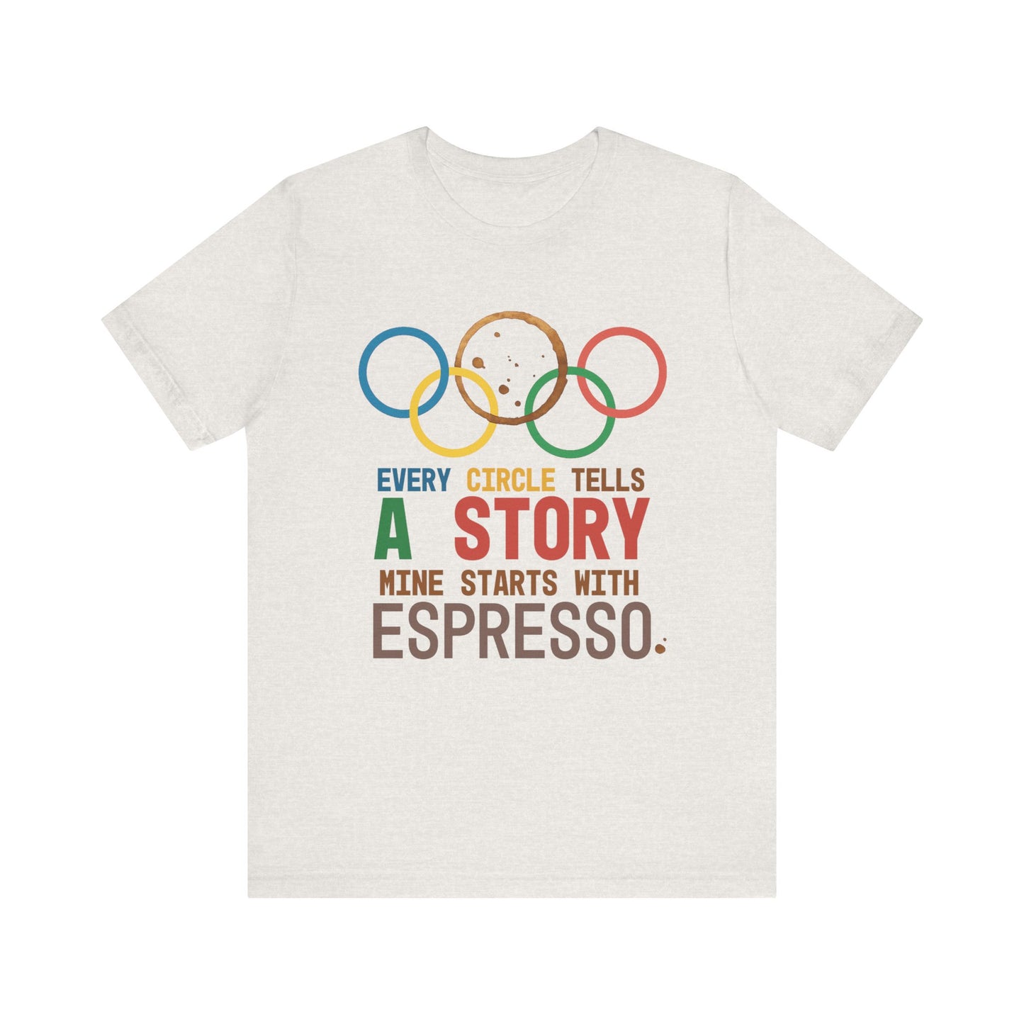 Heather grey regular-fit coffee tee with espresso circle graphic on the front