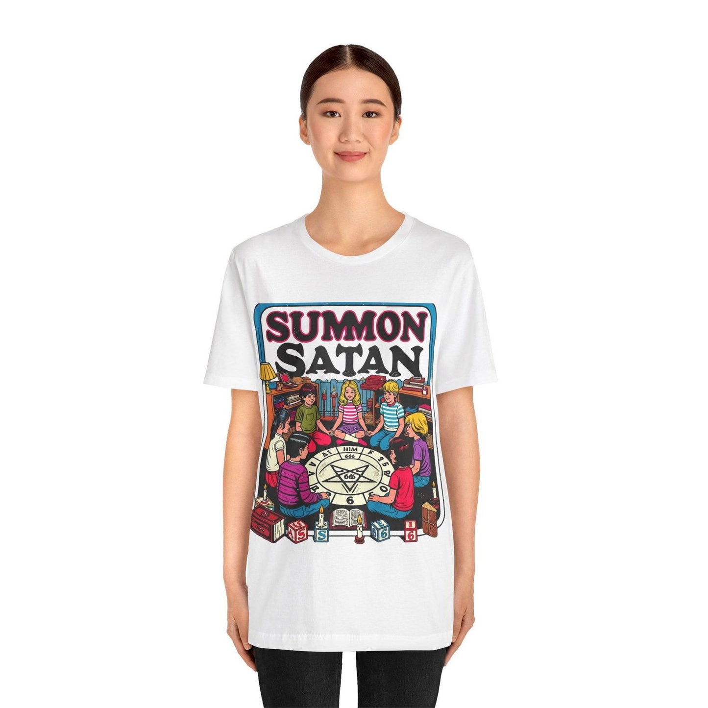 Dark Humor Shirt - "Summon Satan" Funny T Shirt - Text Tease