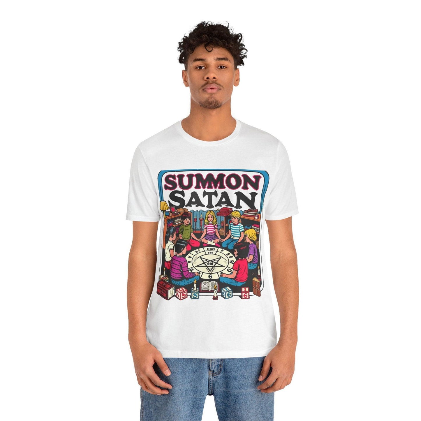 Dark Humor Shirt - "Summon Satan" Funny T Shirt - Text Tease