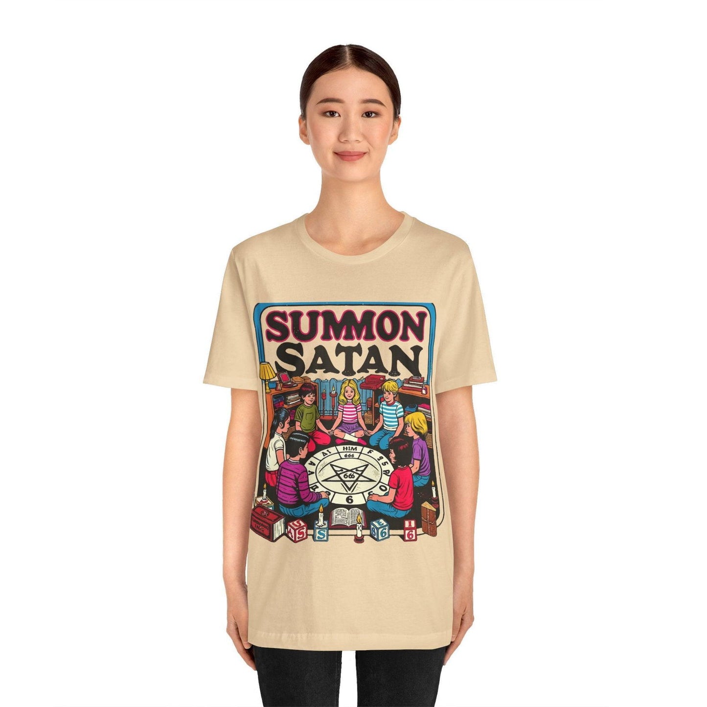Dark Humor Shirt - "Summon Satan" Funny T Shirt - Text Tease