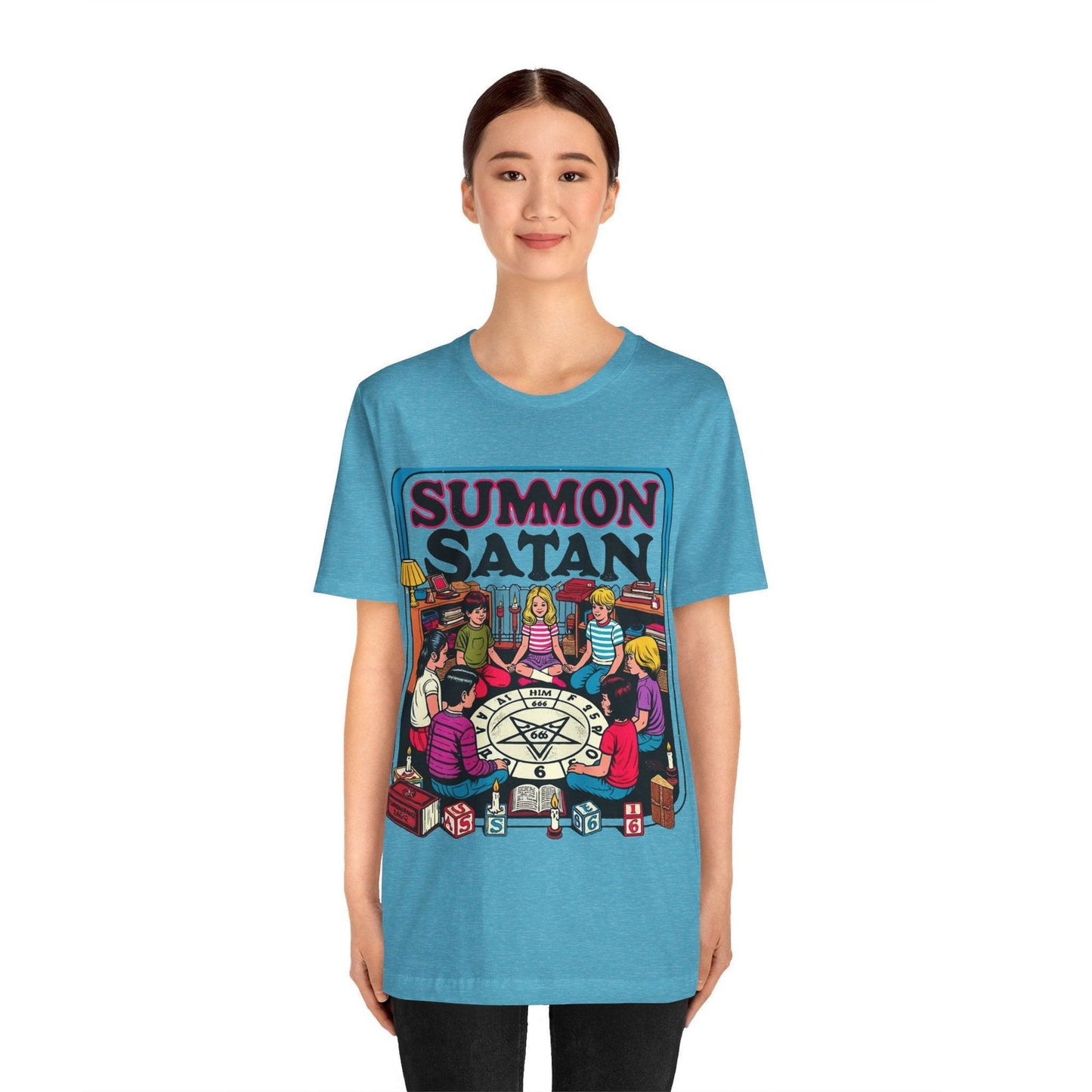 Dark Humor Shirt - "Summon Satan" Funny T Shirt - Text Tease