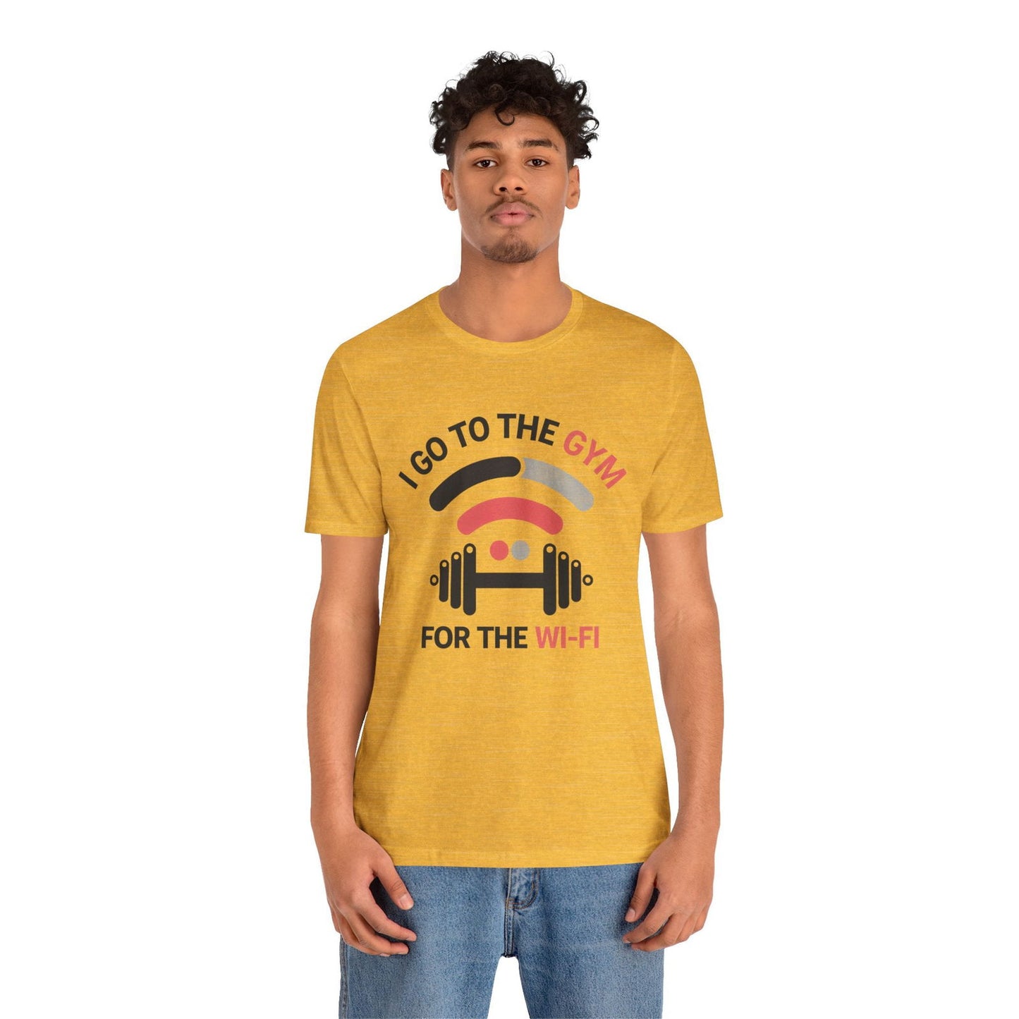 Gym Humor Shirt - "I Go to the Gym for the Wi-Fi" - Text Tease