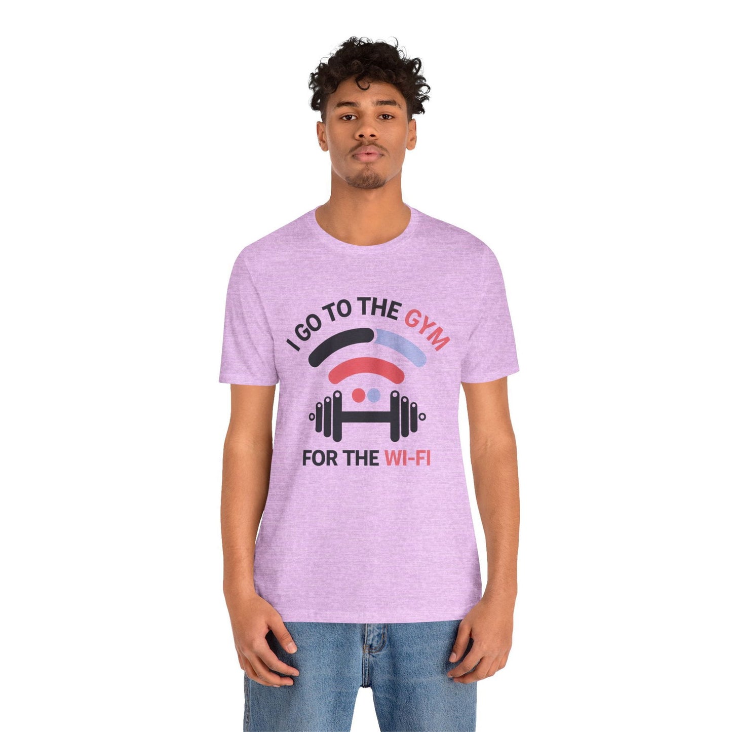 Gym Humor Shirt - "I Go to the Gym for the Wi-Fi" - Text Tease