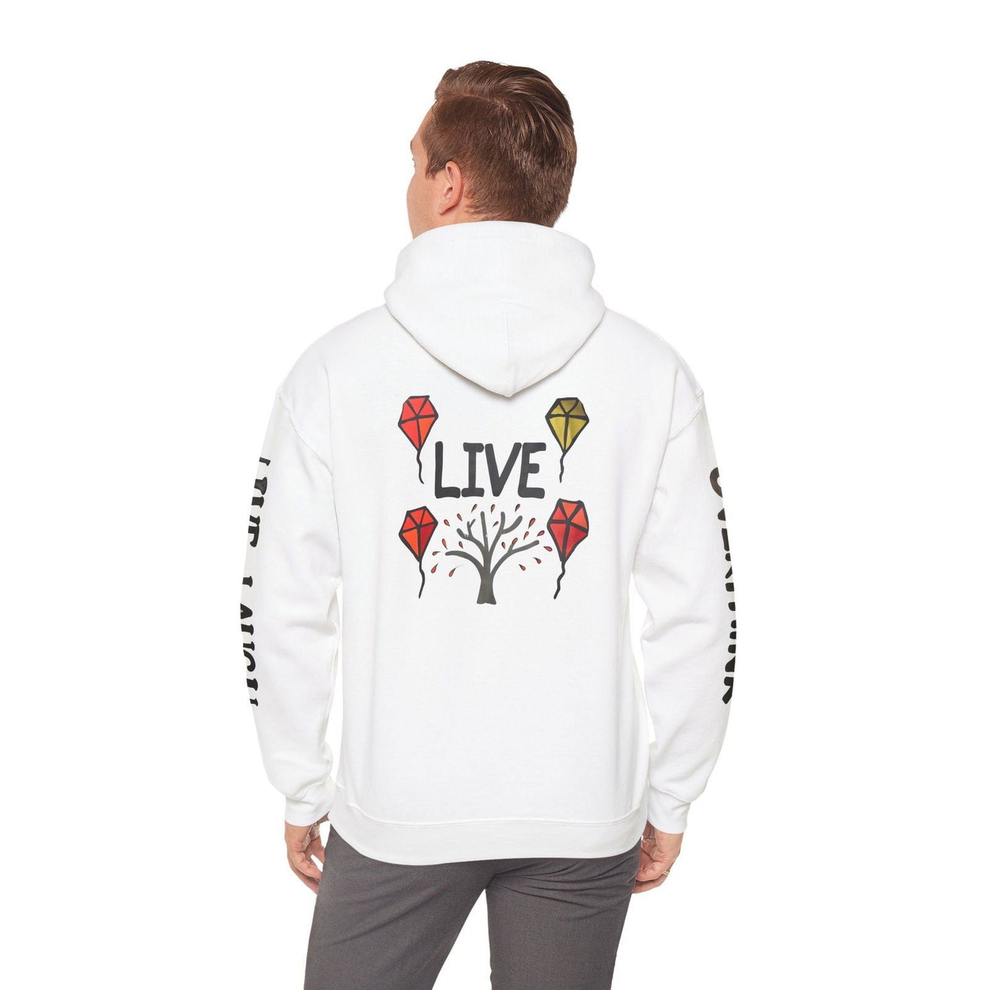 Live. Laugh. Overthink. Hooded Sweatshirt - Text Tease