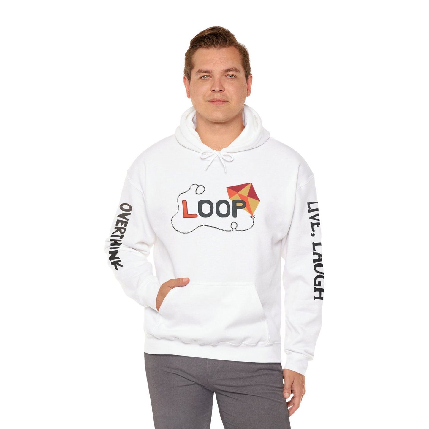 Live. Laugh. Overthink. Hooded Sweatshirt - Text Tease