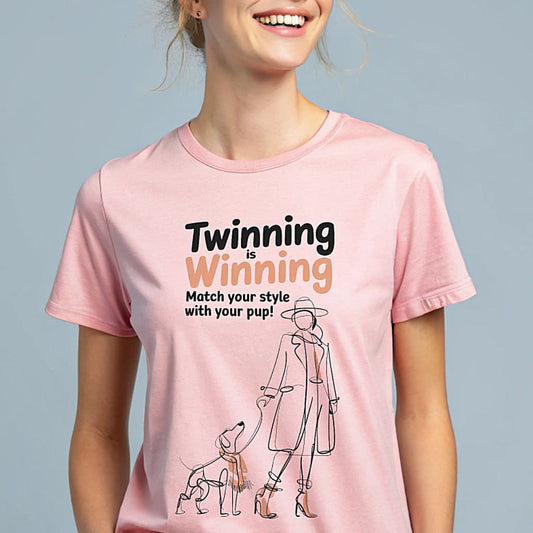 Twinning Is Winning dog lover matching outfit graphic T-shirt mockup
