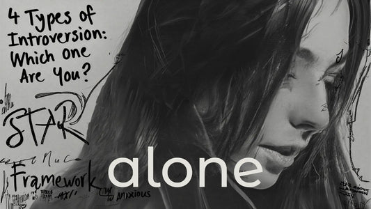 A woman with long hair stands beside a black and white drawing, showcasing her artistic environment.