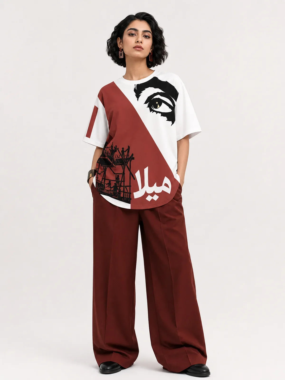 Mela Punjabi cinema oversized T-shirt, women's front view