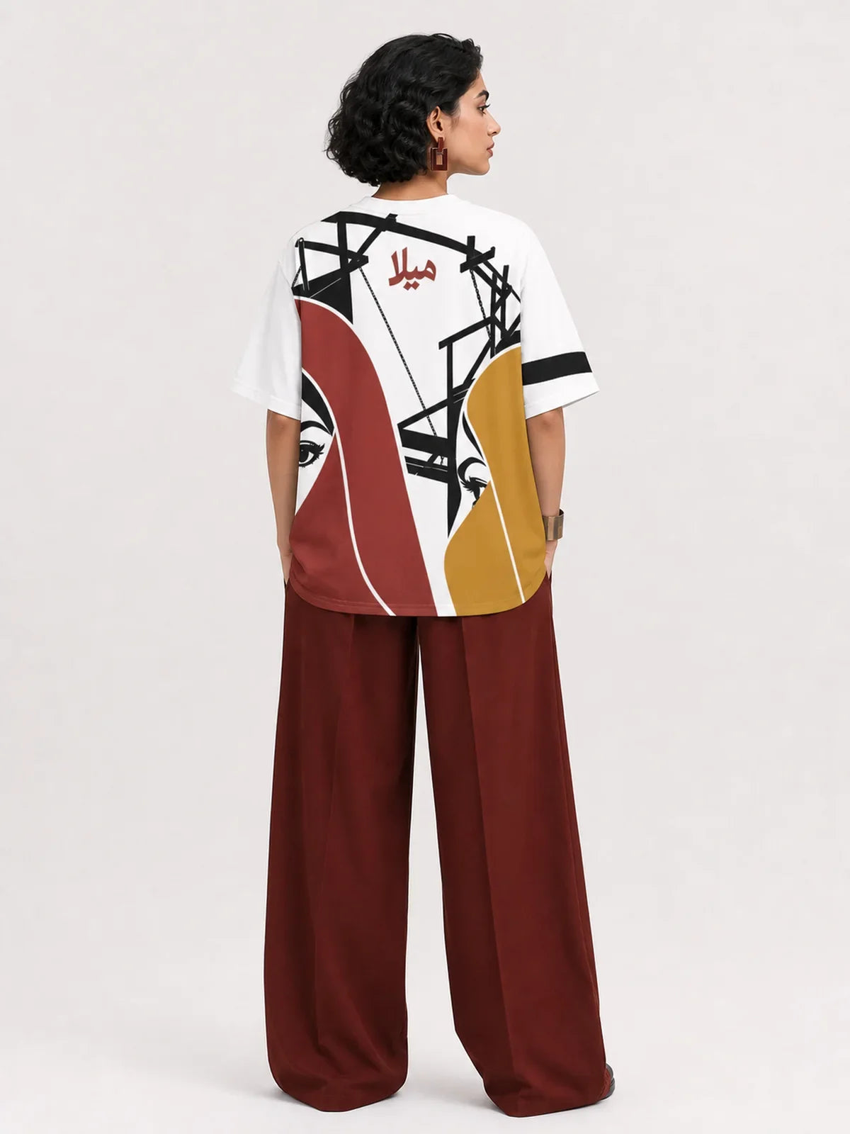 Mela Punjabi cinema oversized T-shirt, women's back view