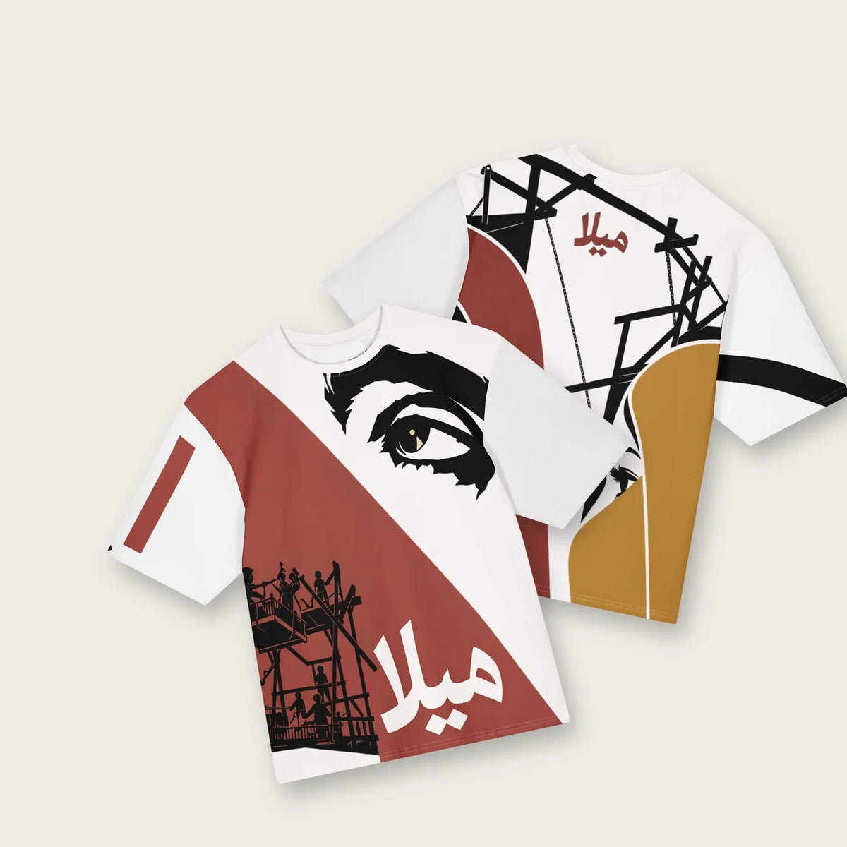 Mela Punjabi cinema oversized T-shirt front and back flat lay