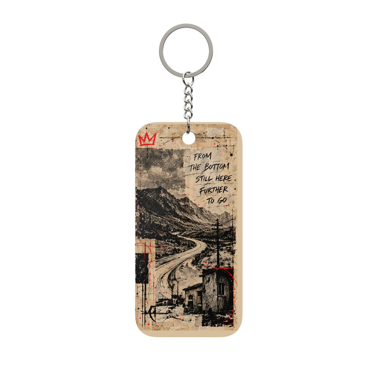 AprilGhost The Path double-sided acrylic keychain charm showing the updated reverse-side road artwork