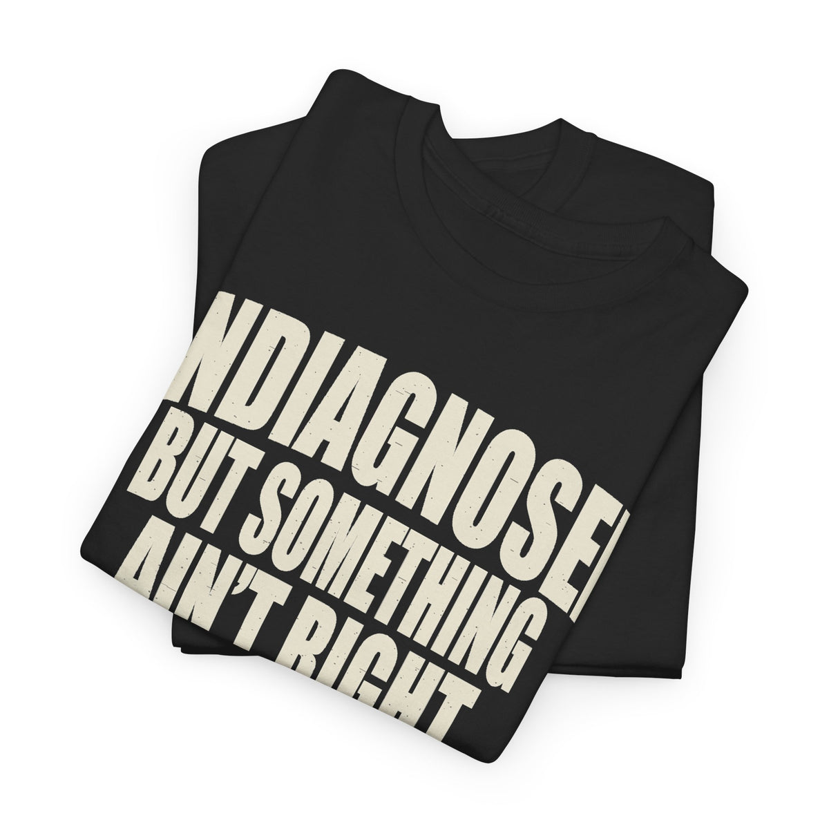 Black funny self-aware shirt folded mockup