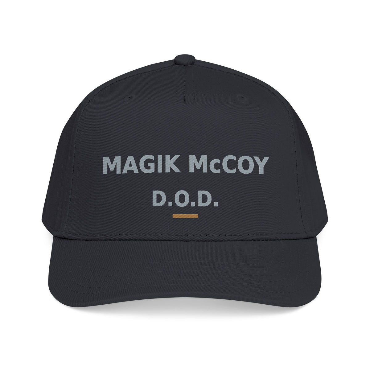 Black Magik McCoy baseball cap with white name on front