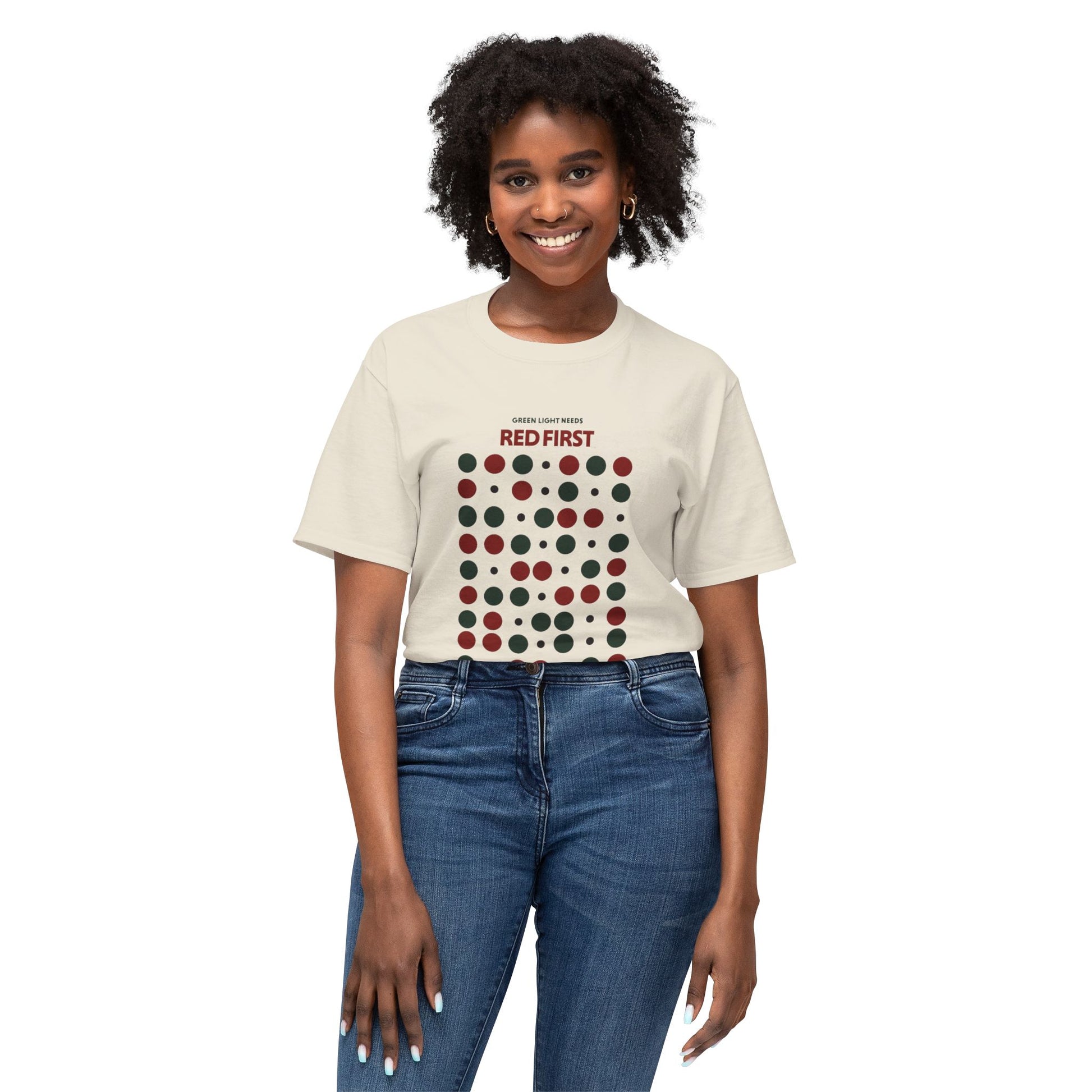 red light green light t shirt with smart pause reminder for introverts feeling stuck by text tease shirts