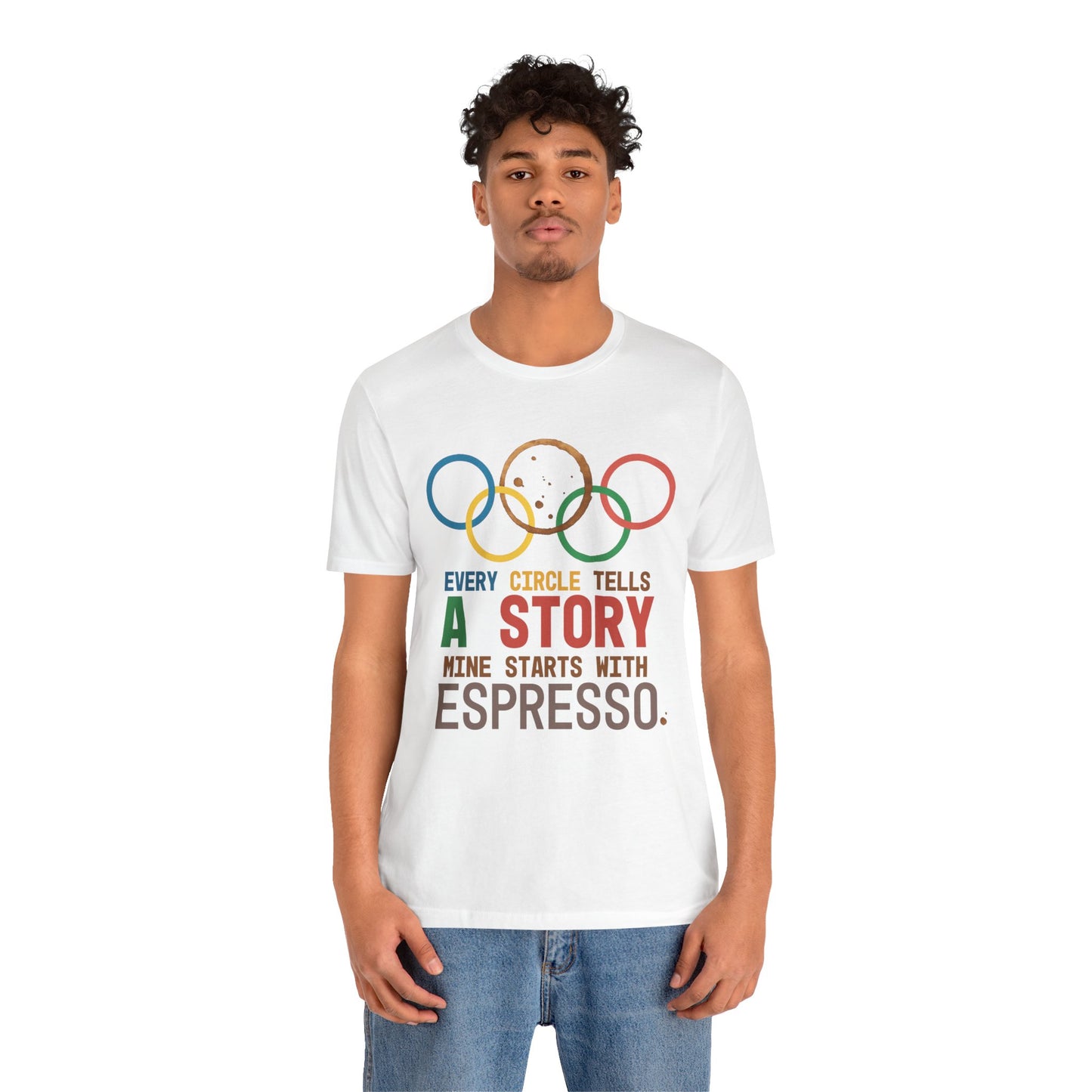 coffee t shirt with coffee ring Olympics coffee humor for introverts and coffee runner vibes