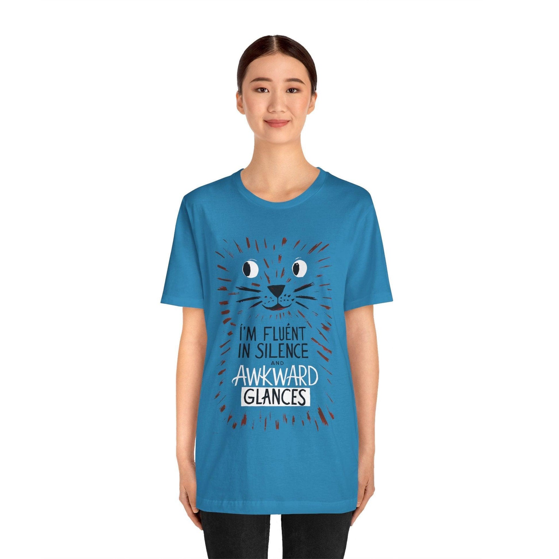 Funny Cat Shirt - Fluent in Silence t shirt - Text Tease