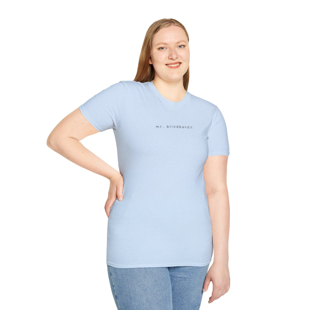 Mr. Blindbandit light blue Softstyle graphic T-shirt, Gildan 64000 — product gallery image 7