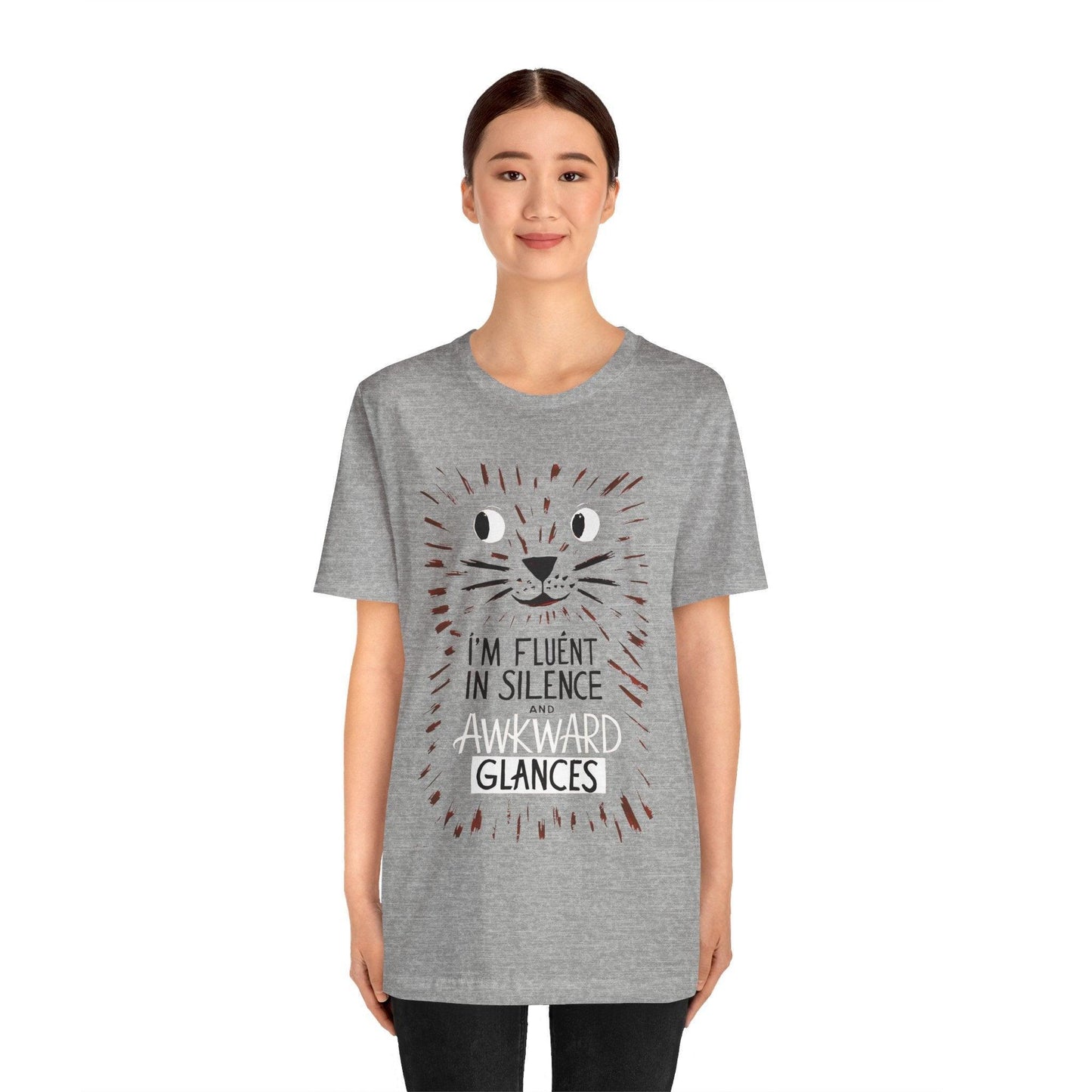 Funny Cat Shirt - Fluent in Silence t shirt - Text Tease