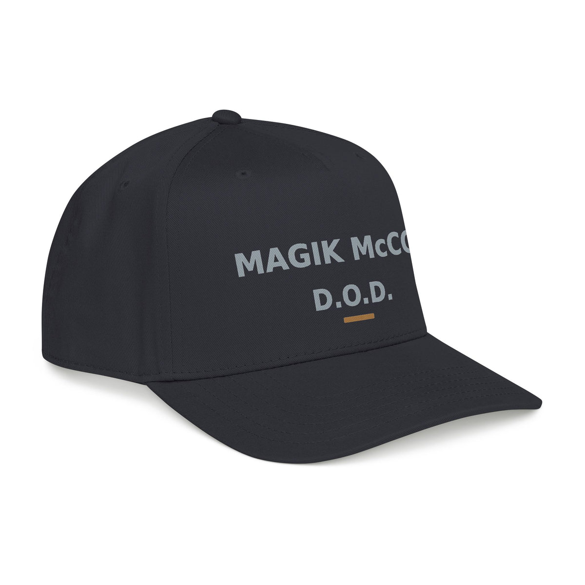 Magik McCoy black mid-profile baseball cap with white front lettering, product photo 2