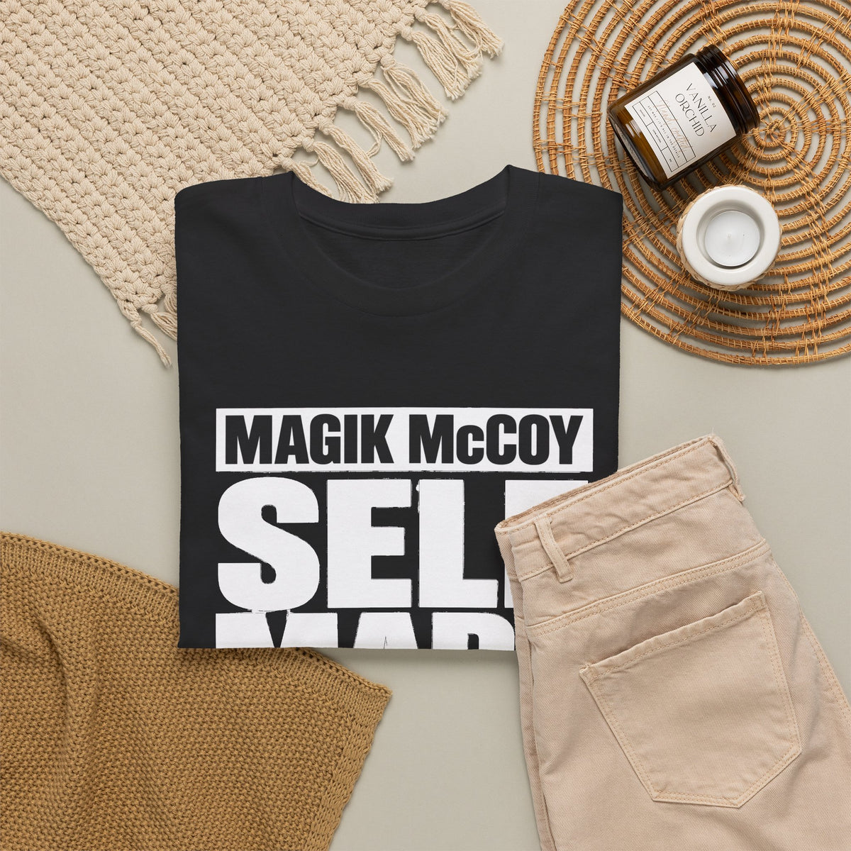 Magik McCoy black Self Made heavy cotton graphic T-shirt, product photo 4