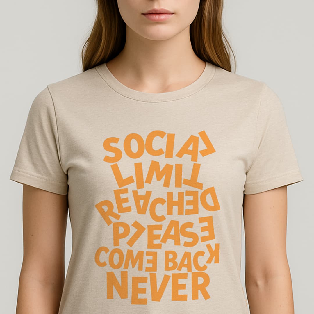 Introvert tee with stacked text “SOCIAL BATTERY DRAINED” signaling low social energy