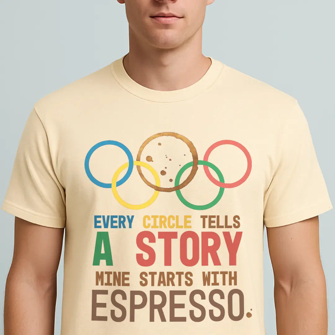coffee t shirt with coffee ring olympics coffee humor for introverts and coffee runner vibes