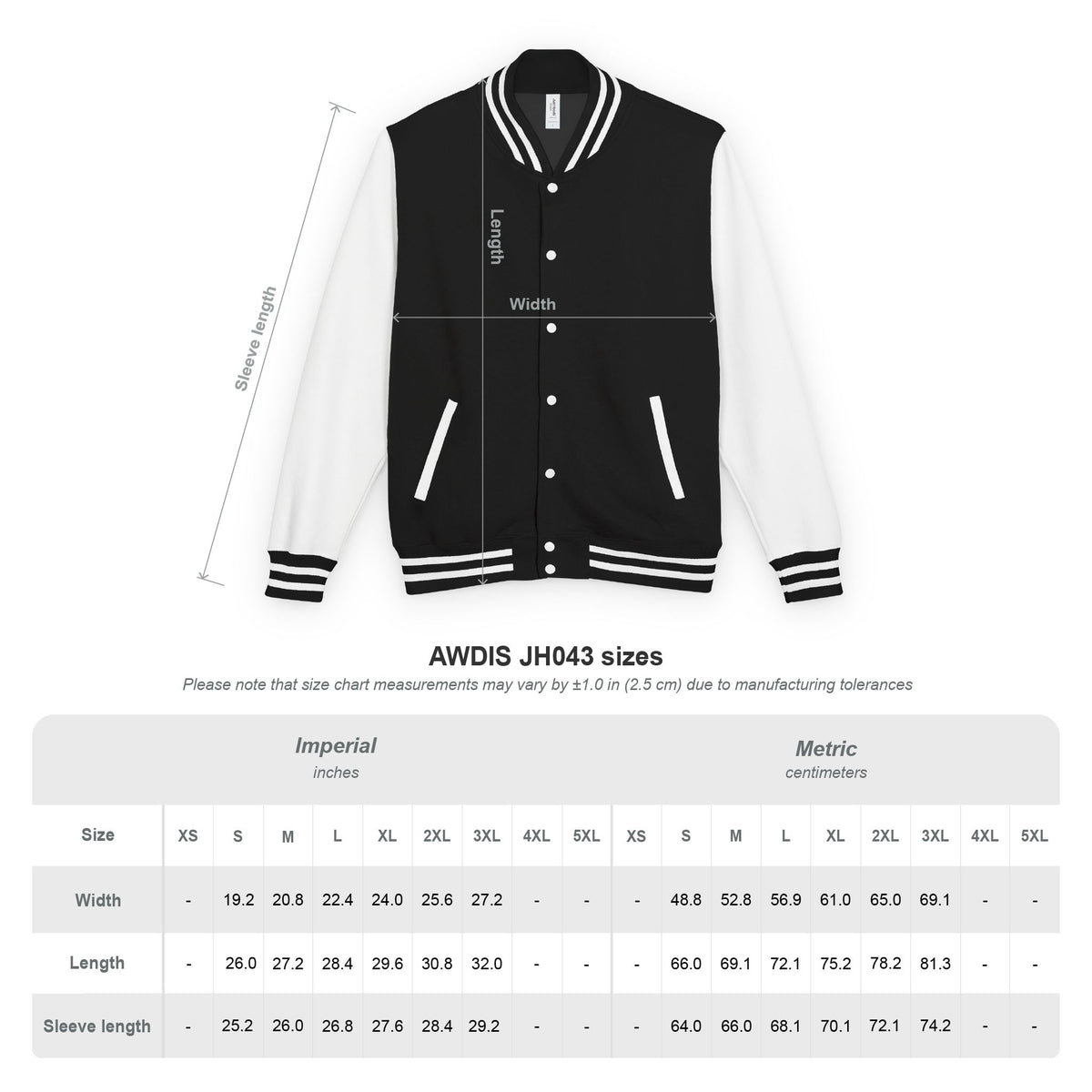 Magik McCoy heavyweight black and white varsity jacket, additional mockup view 9