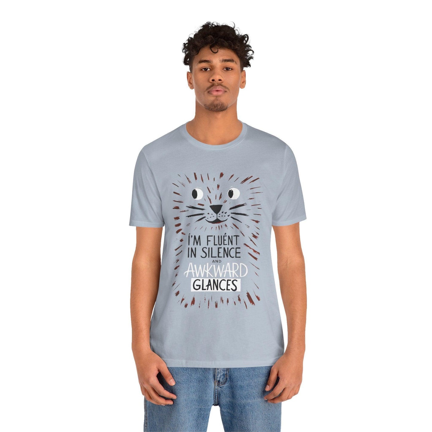 Funny Cat Shirt - Fluent in Silence t shirt - Text Tease