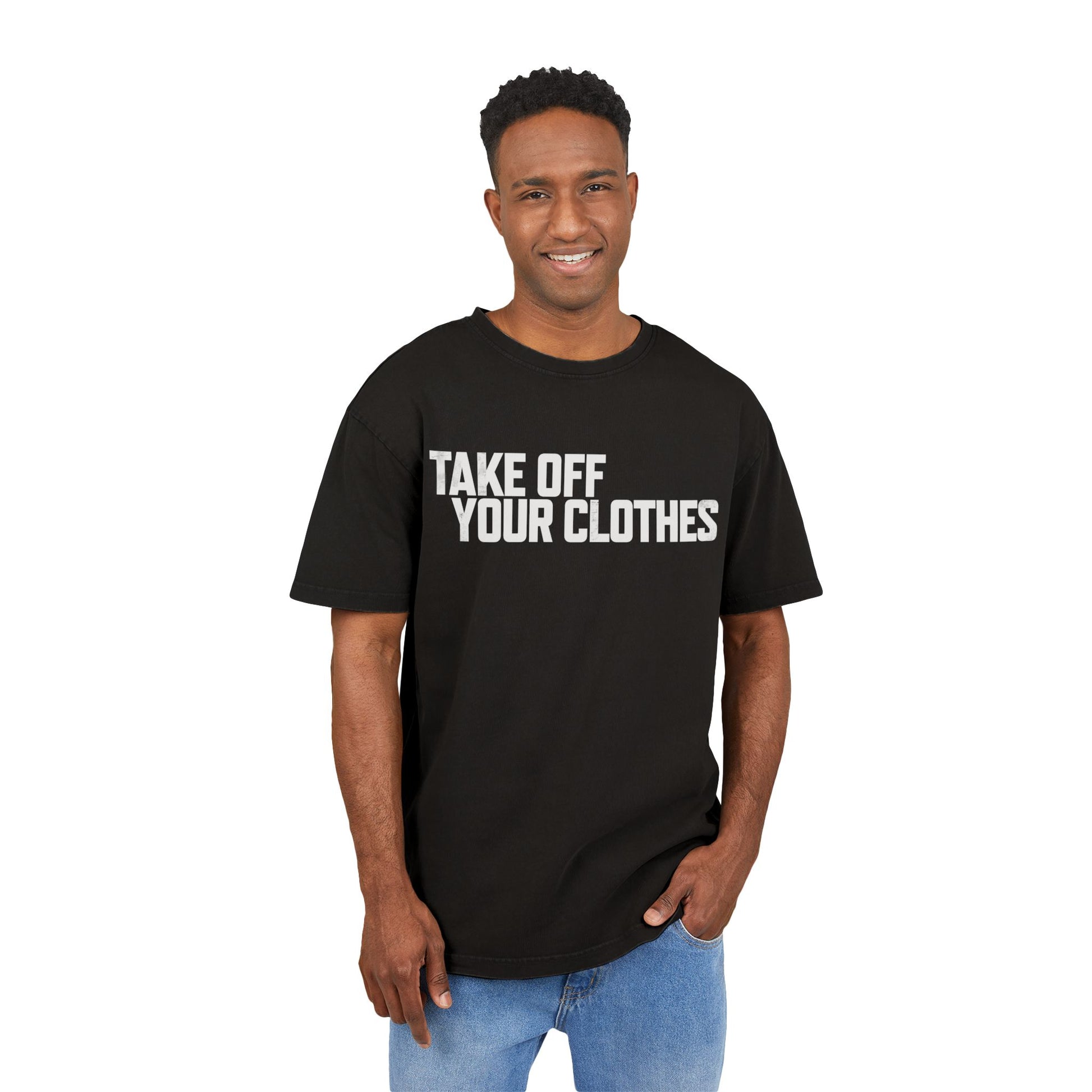 Unbearable Lightness of Being Take off your clothes Acid Washed black T shirt for introverts 