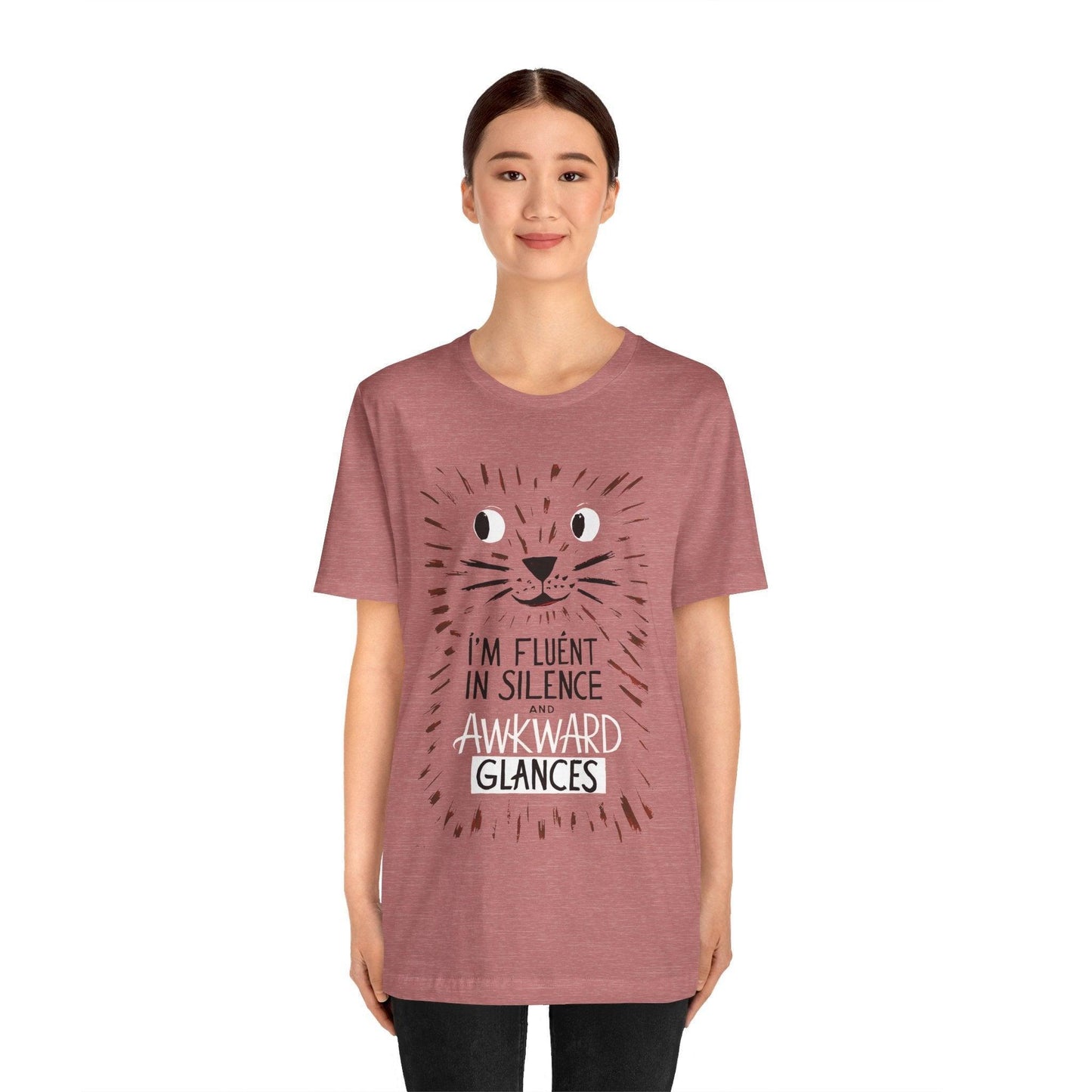 Funny Cat Shirt - Fluent in Silence t shirt - Text Tease