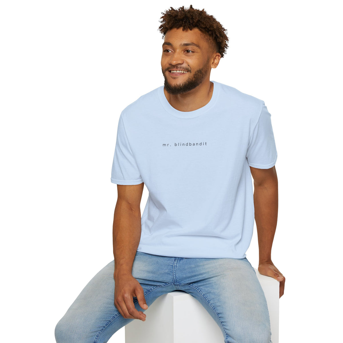 Mr. Blindbandit light blue Softstyle graphic T-shirt, Gildan 64000 — product gallery image 14