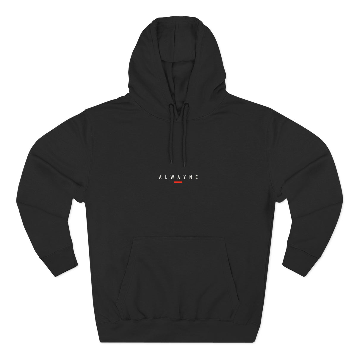 Alwayne Still Moving black three-panel fleece hoodie with front identifier and back graphic