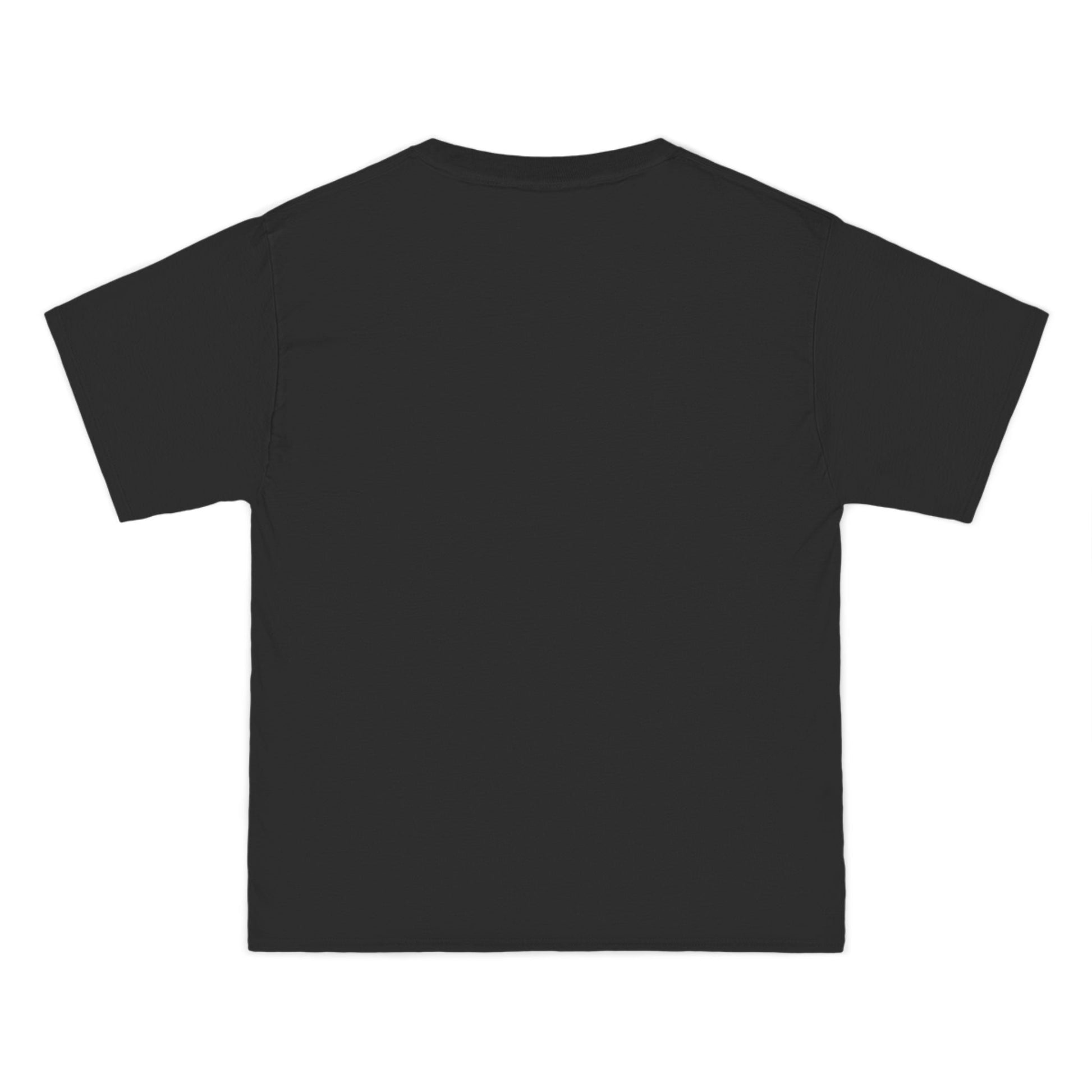 Back view of plain black Comfort Zone graphic tee