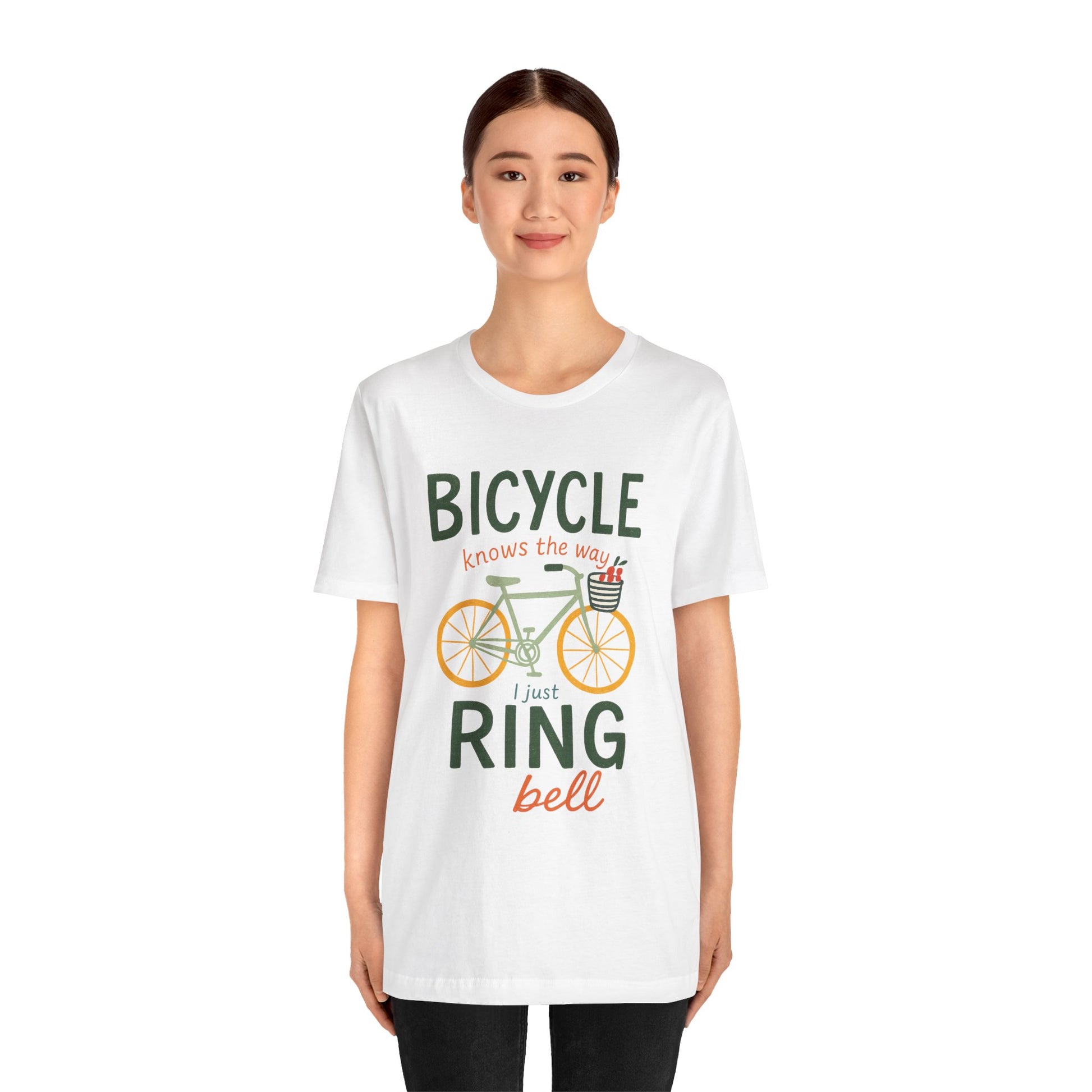 Person wearing a white Funny Cycling Shirt with witty humor design for introverts