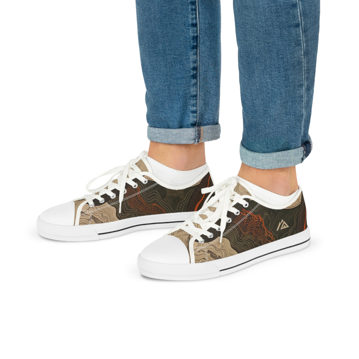 FIELD NOTES 26 men's topographic sneakers showing the full printed upper and white sole.
