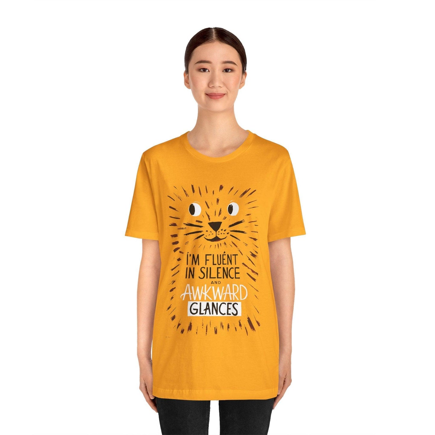 Funny Cat Shirt - Fluent in Silence t shirt - Text Tease