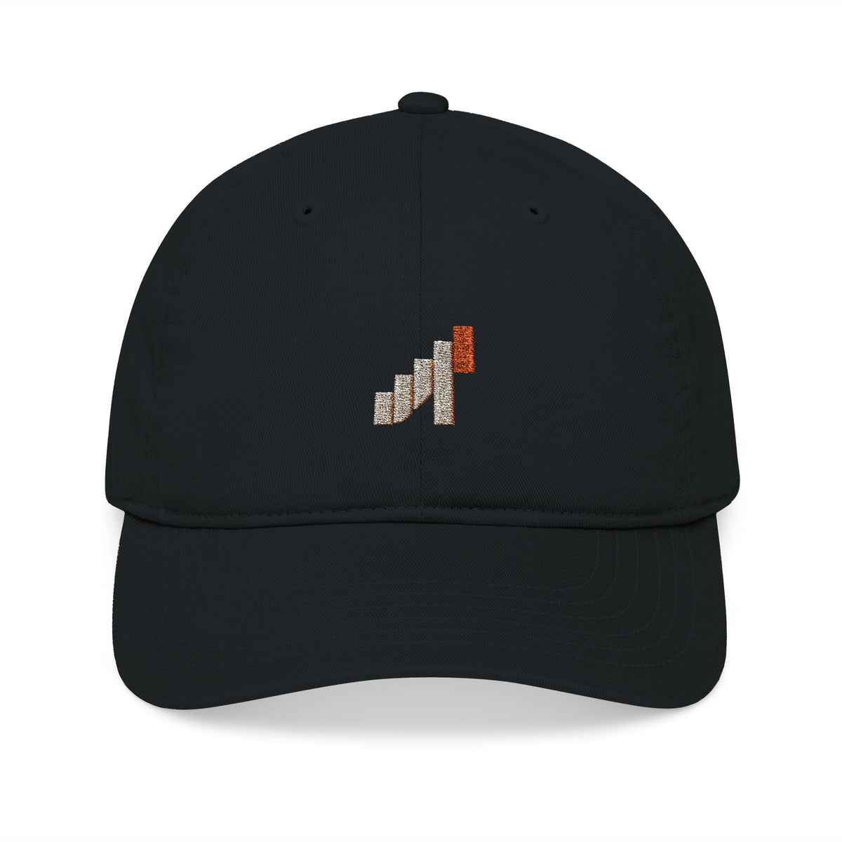 Alwayne Ascent Index black organic cotton baseball cap with embroidered A/M ascent mark