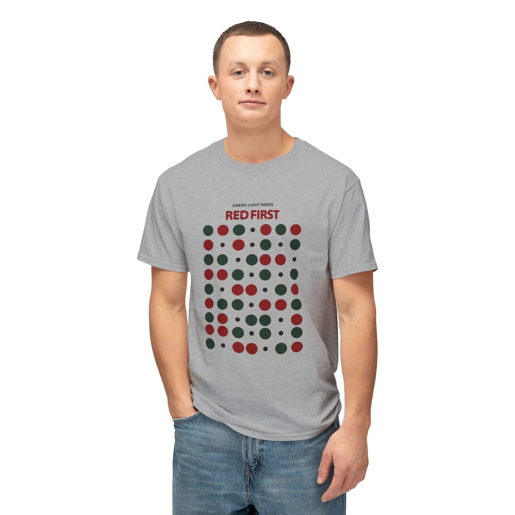 red light green light t shirt with smart pause reminder for introverts feeling stuck by text tease shirts