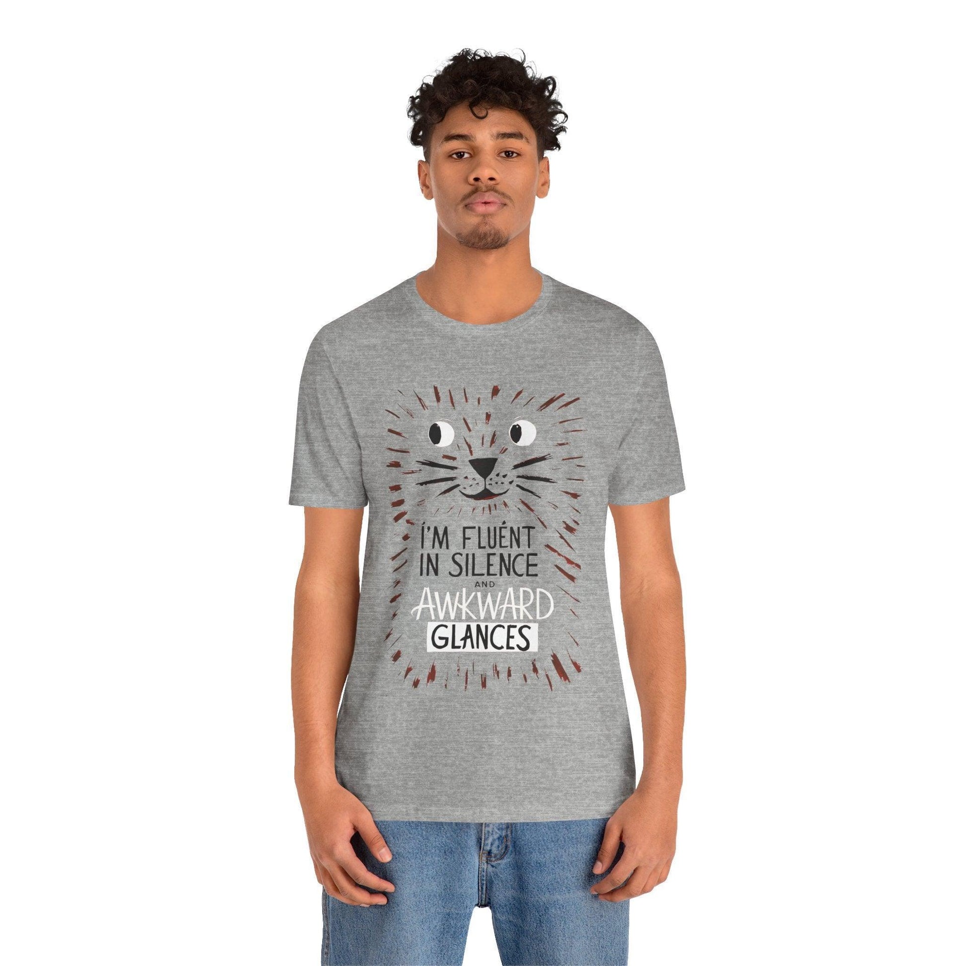 Funny Cat Shirt - Fluent in Silence t shirt - Text Tease