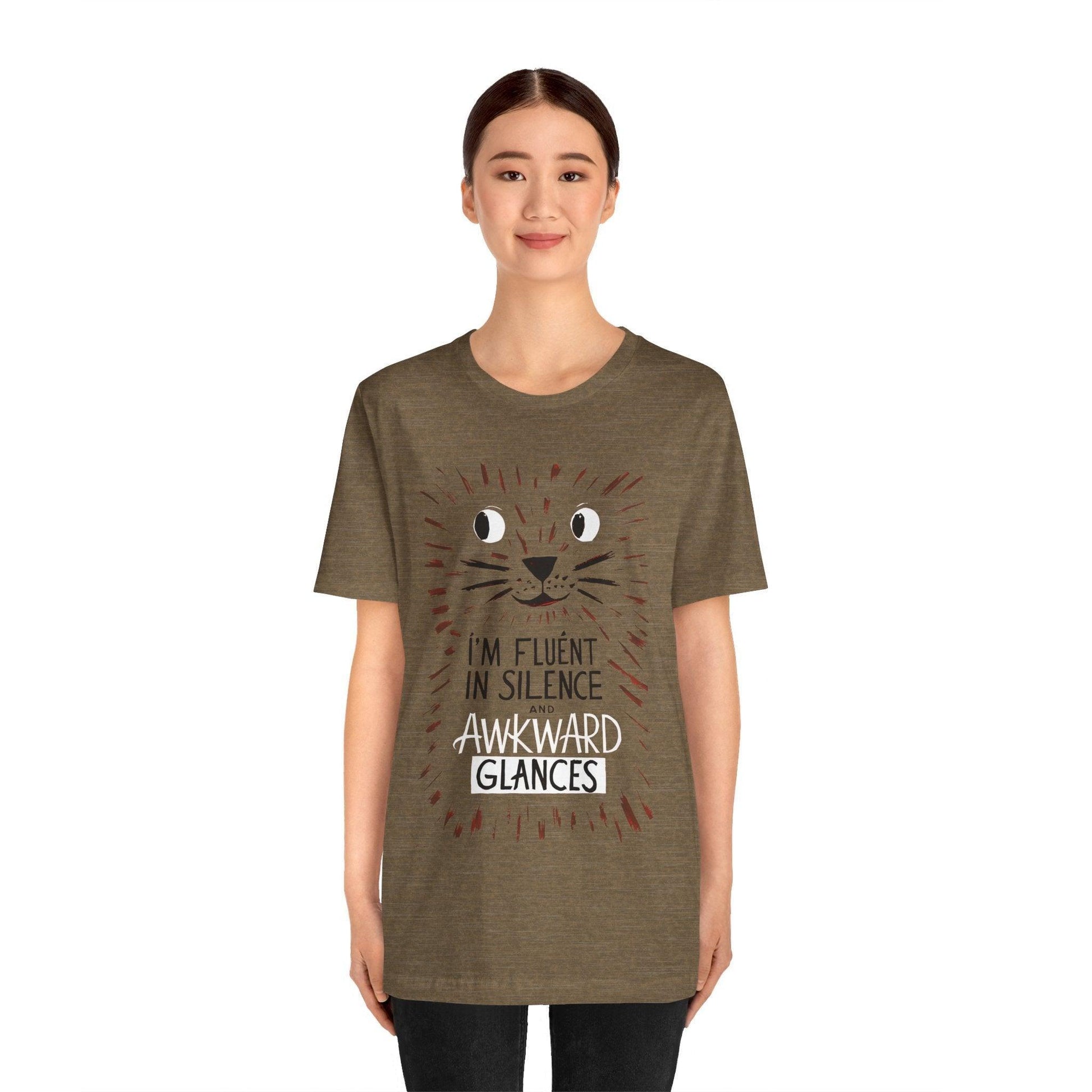 Funny Cat Shirt - Fluent in Silence t shirt - Text Tease