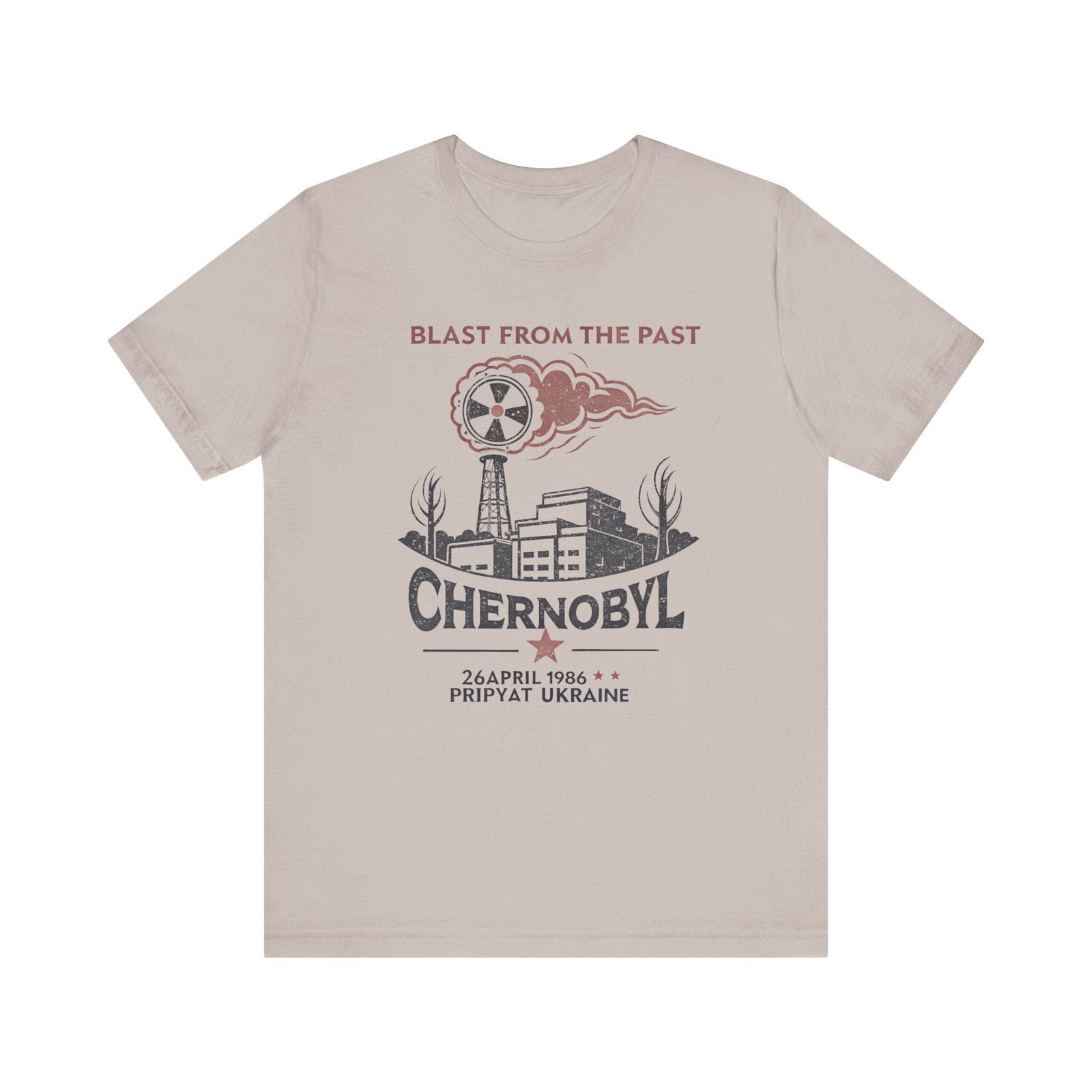 Light grey Chernobyl Blast From the Past tee with distressed Pripyat graphic