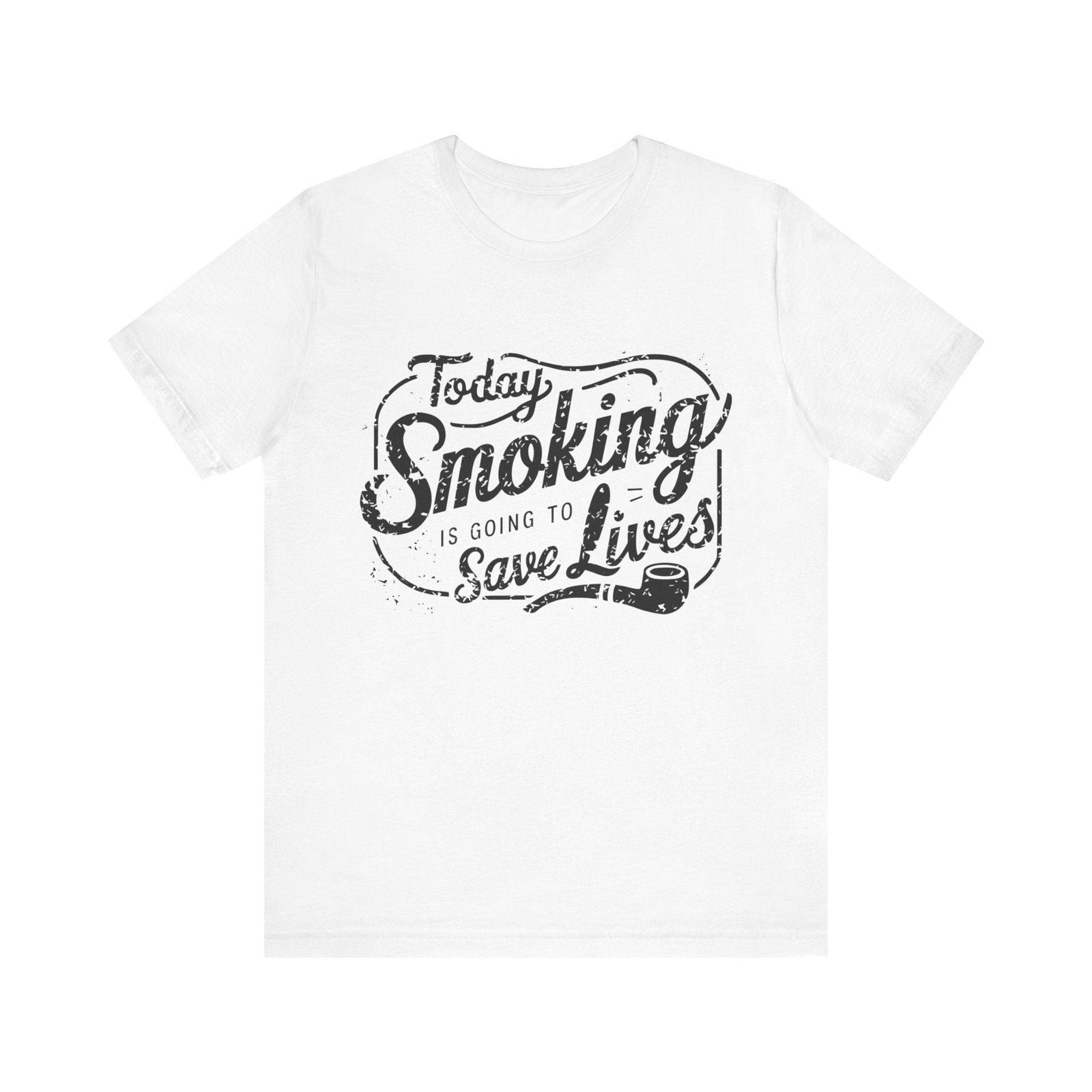 Smoking Saves Lives dark humor retro graphic T-shirt product view