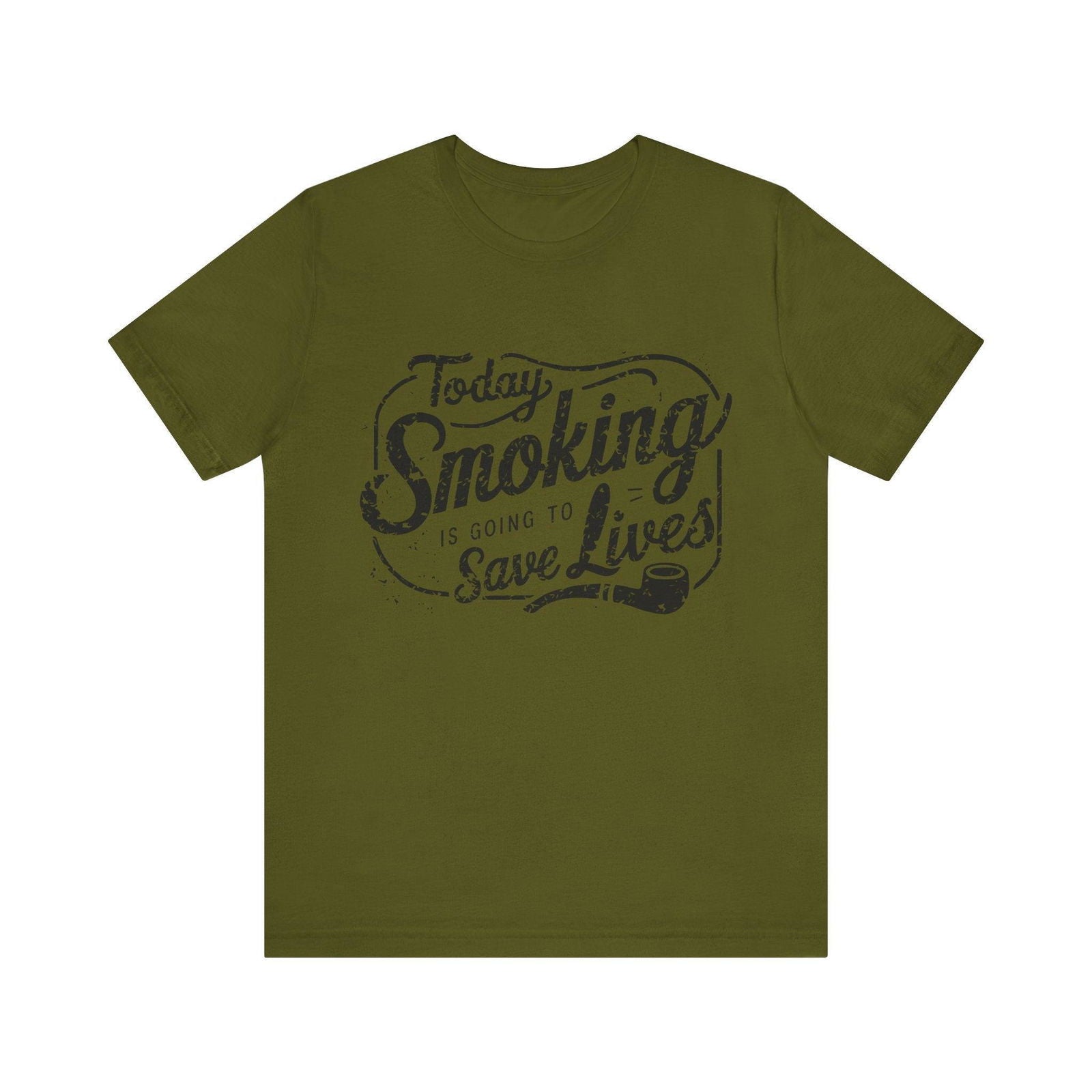 Smoking Saves Lives dark humor retro graphic T-shirt product view