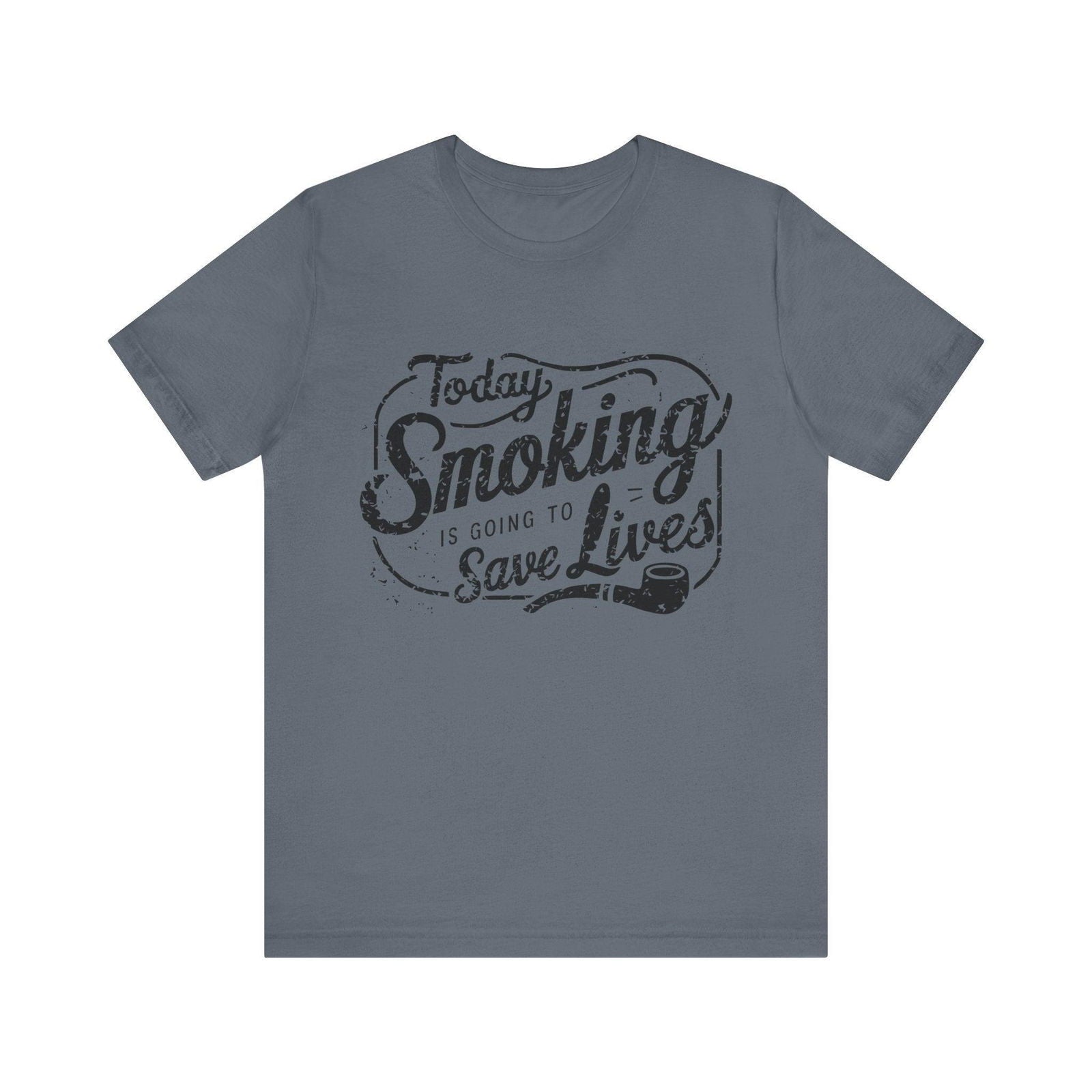 Smoking Saves Lives dark humor retro graphic T-shirt product view