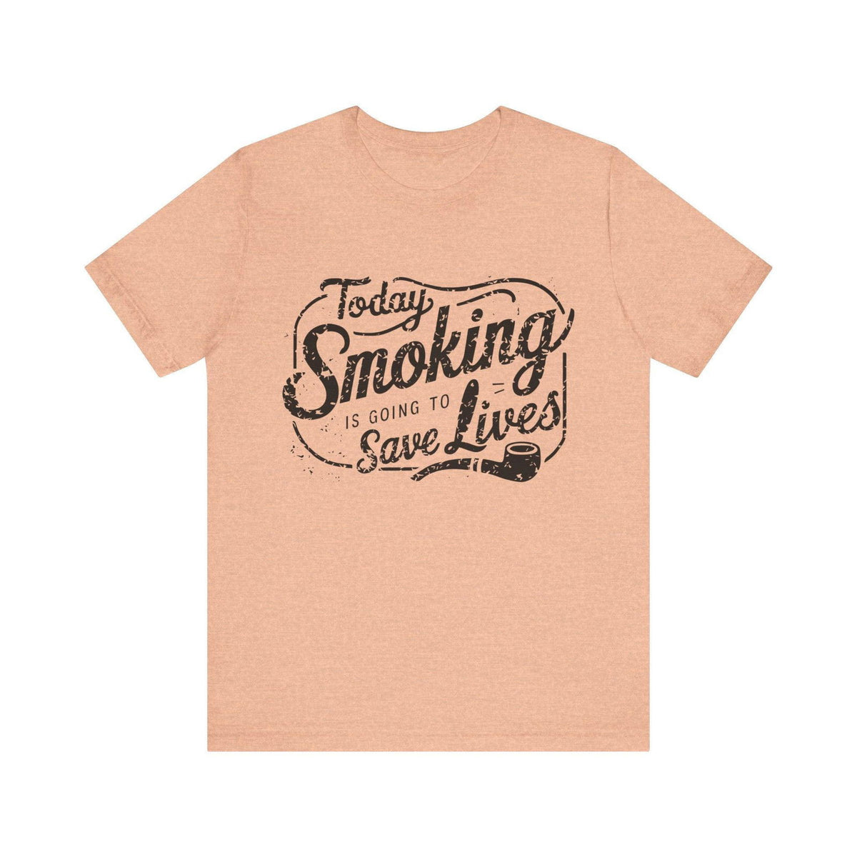 Smoking Saves Lives dark humor retro graphic T-shirt product view
