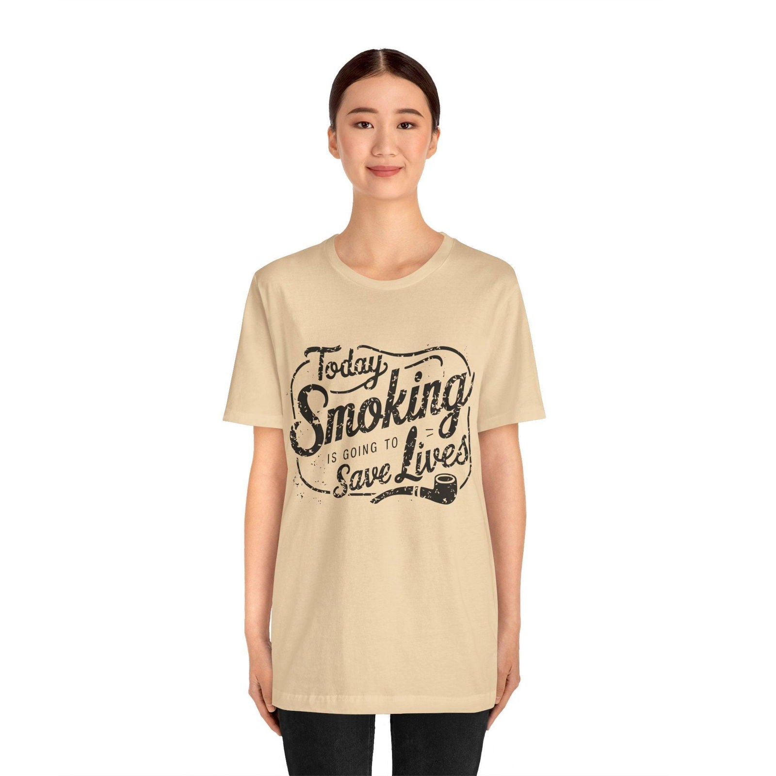Dark Humor Shirt - "Smoking Saves Lives" Vintage Design - Text Tease