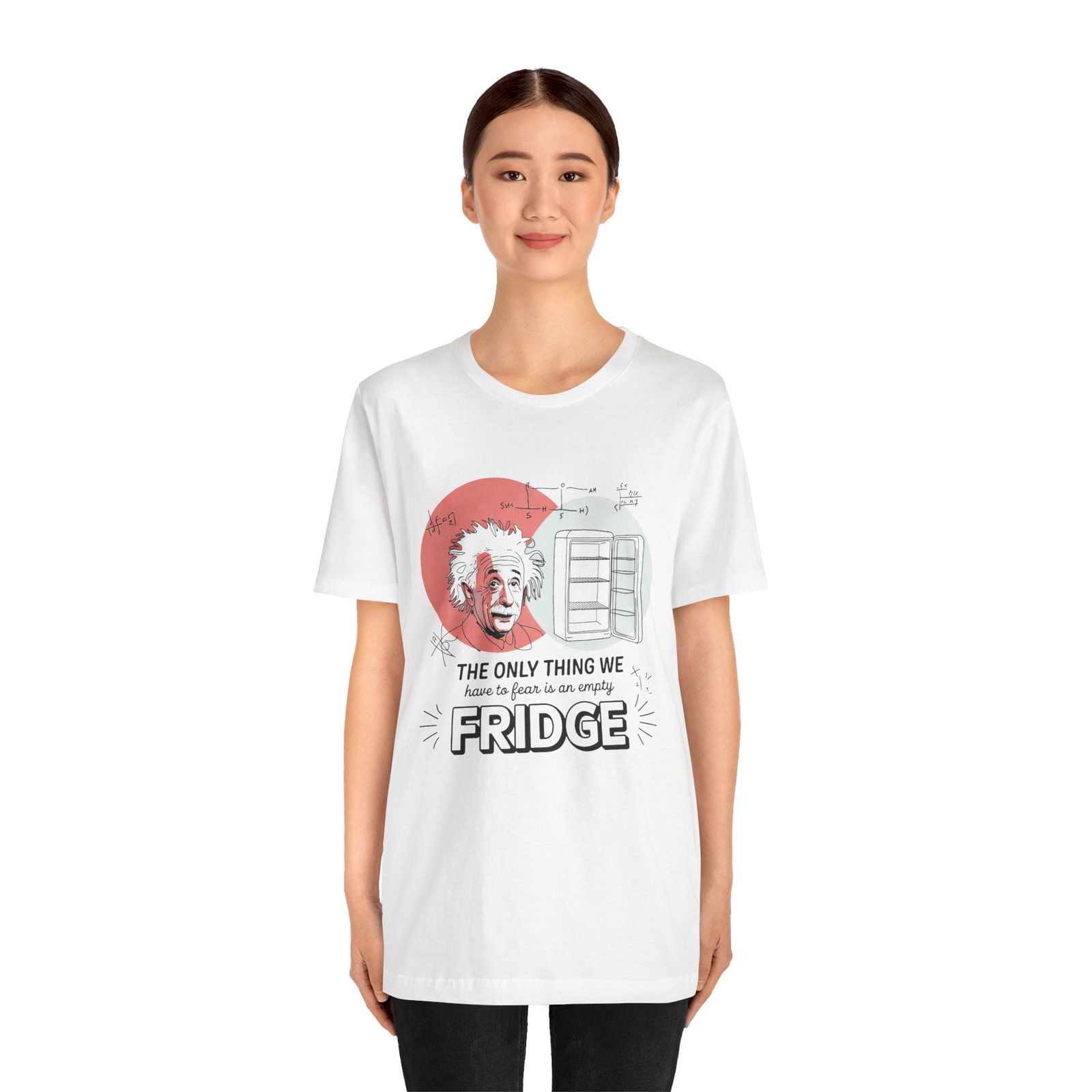 Einstein's Empty Fridge Fear - Funny Science T-Shirt - Text Tease