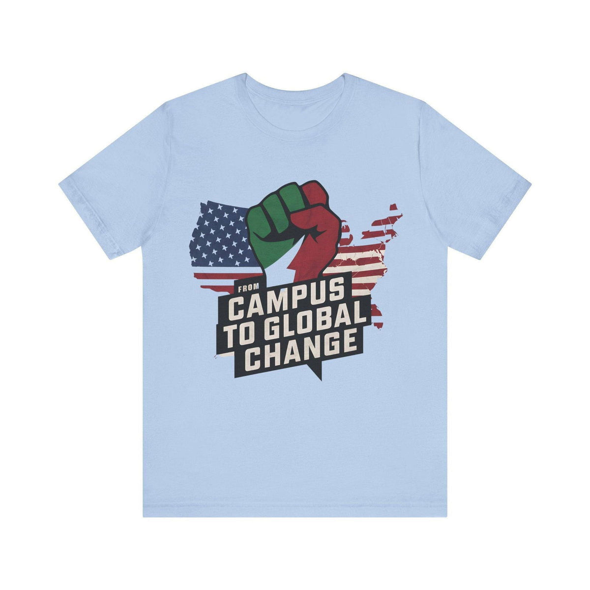 Free Palestine USA solidarity graphic T-shirt product view