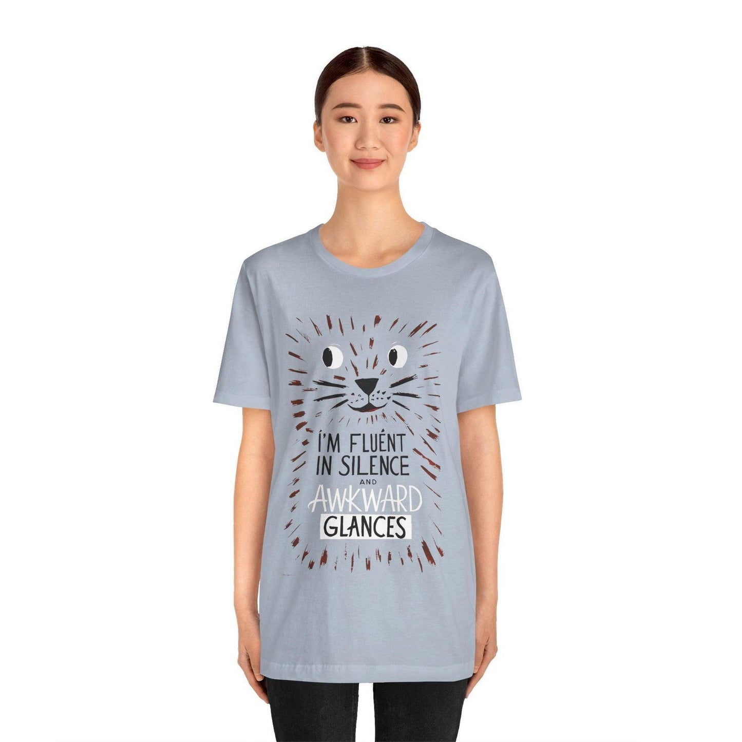 Funny Cat Shirt - Fluent in Silence t shirt - Text Tease